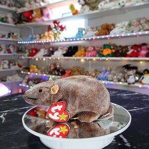 TY Beanie Baby - Tiptoe the Rat | Tush Tag Wear | Retired |‎ Rare | Vintage
